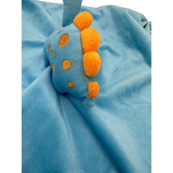 Pro Goleem Dinosaur Lovey No Tag Security Blanket Knotted Ends Blue Orange Satin - Picture 6 of 7